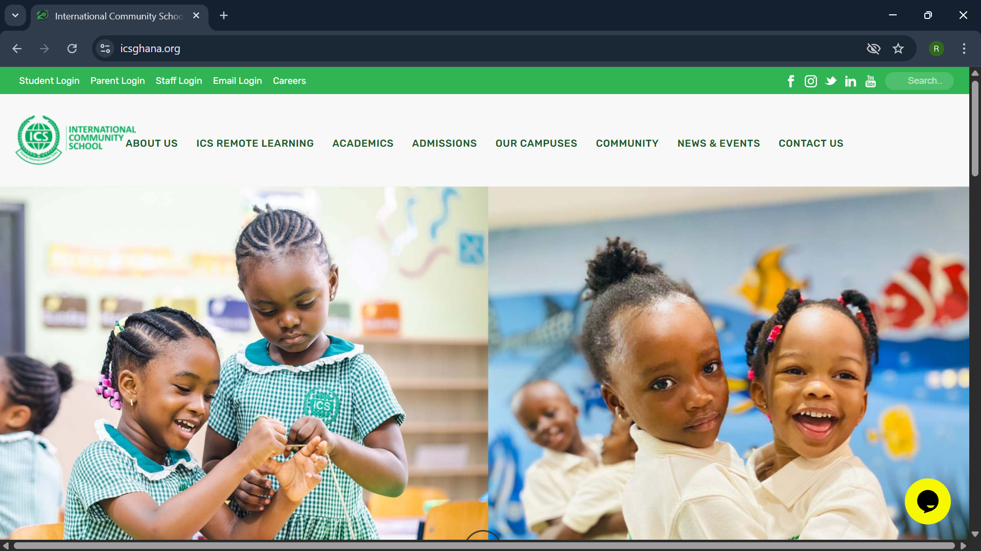 International Community School Ghana website - Educational institution website by TechSage